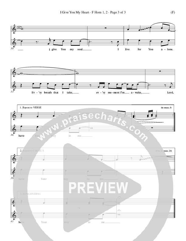 I Give You My Heart French Horn 1/2 (Reuben Morgan)