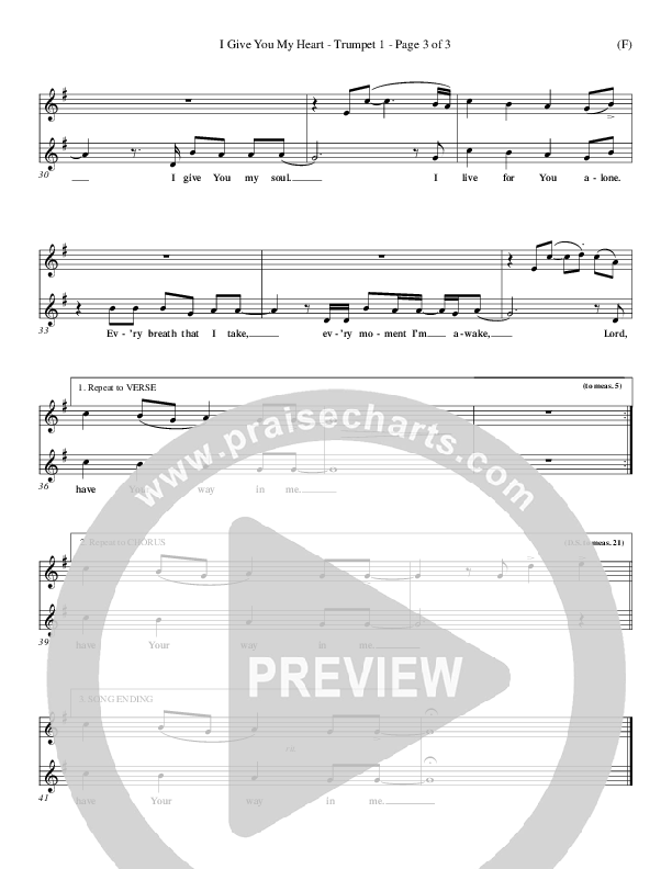 I Give You My Heart Trumpet 1 (Reuben Morgan)