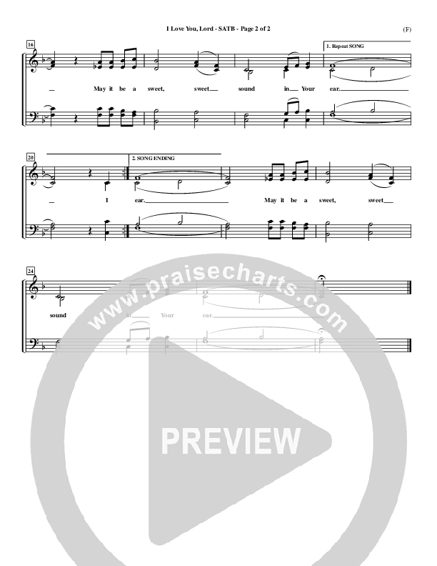 I Love You Lord Choir Sheet (SATB) (Laurie Klein)