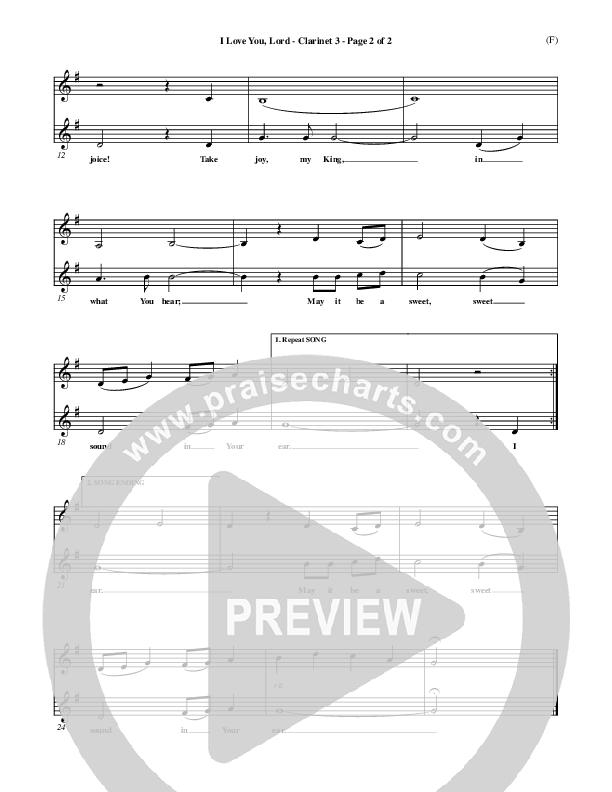 I Love You Lord Clarinet 3 (Laurie Klein)