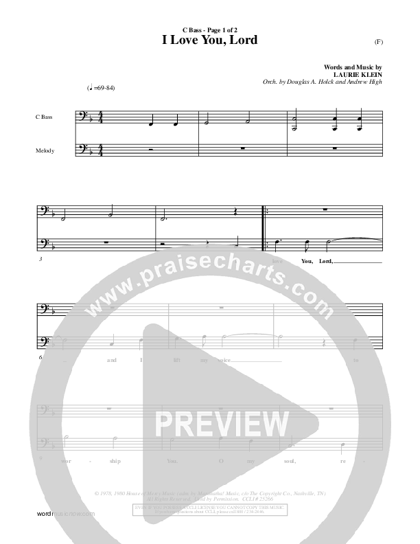 I Love You Lord Contrabass (Laurie Klein)