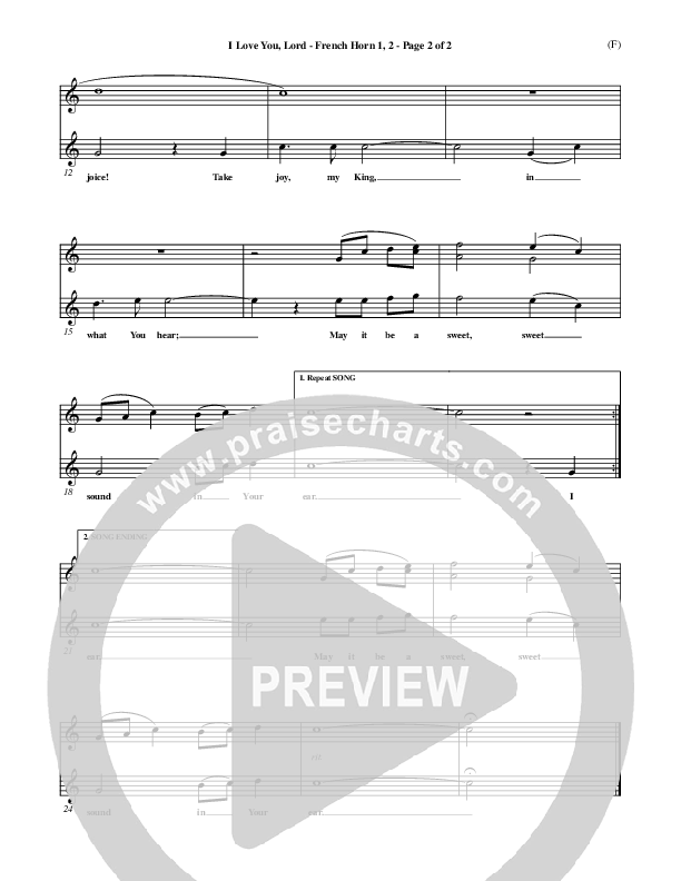 I Love You Lord French Horn 1/2 (Laurie Klein)