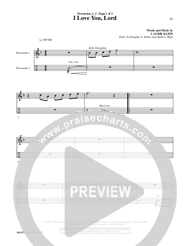 I Love You Lord Percussion 1/2 (Laurie Klein)