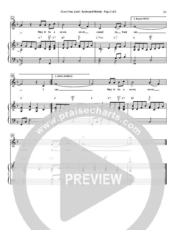 I Love You Lord Piano Sheet (Laurie Klein)