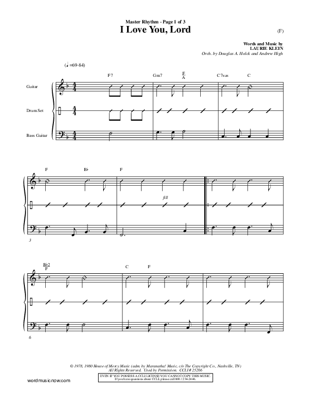 I Love You Lord Rhythm Chart (Laurie Klein)
