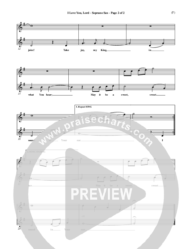 I Love You Lord Soprano Sax (Laurie Klein)