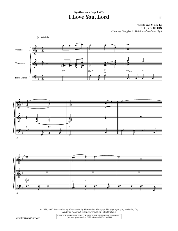 I Love You Lord Synth (Laurie Klein)