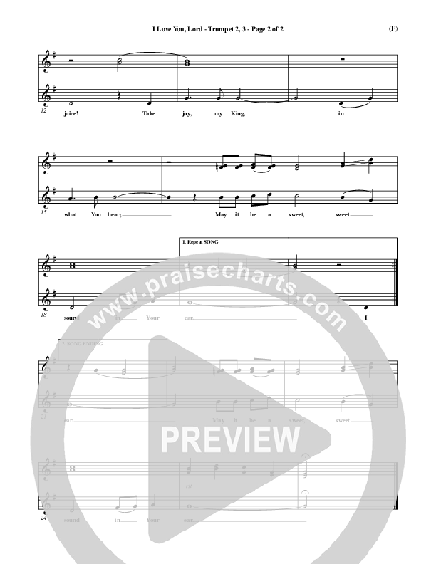 I Love You Lord Trumpet 2/3 (Laurie Klein)