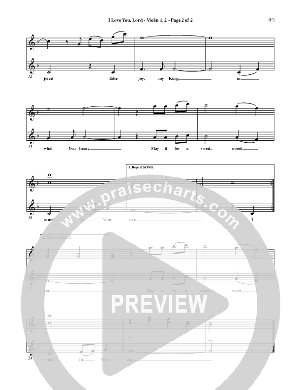 I Love You Lord Violin 1/2 (Laurie Klein)