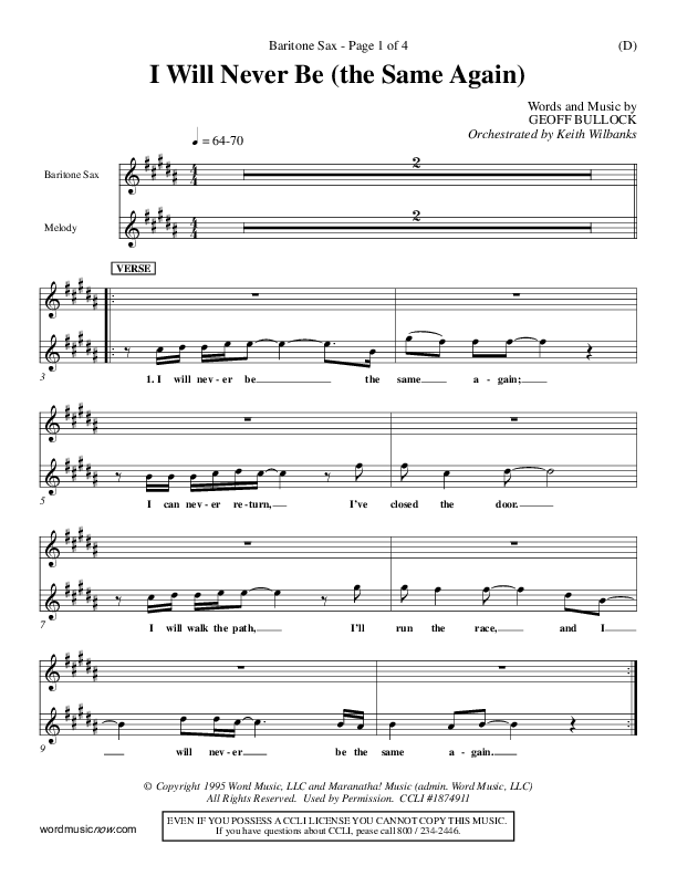 I Will Never Be Bari Sax (Geoff Bullock)