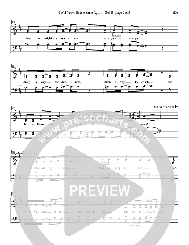 I Will Never Be Choir Sheet (SATB) (Geoff Bullock)