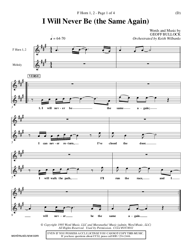 I Will Never Be French Horn 1/2 (Geoff Bullock)