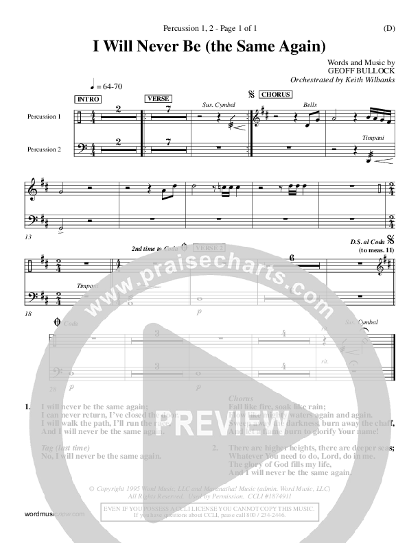 I Will Never Be Percussion 1/2 (Geoff Bullock)