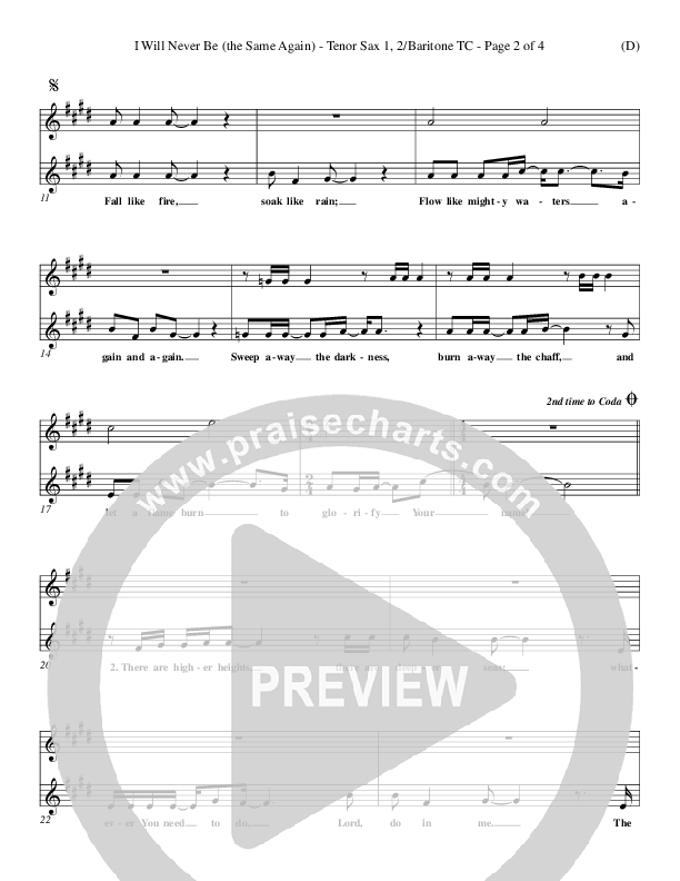 I Will Never Be Tenor Sax/Baritone T.C. (Geoff Bullock)