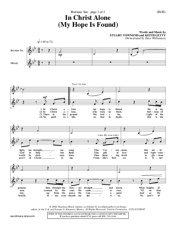 In Christ Alone Bari Sax (Stuart Townend)