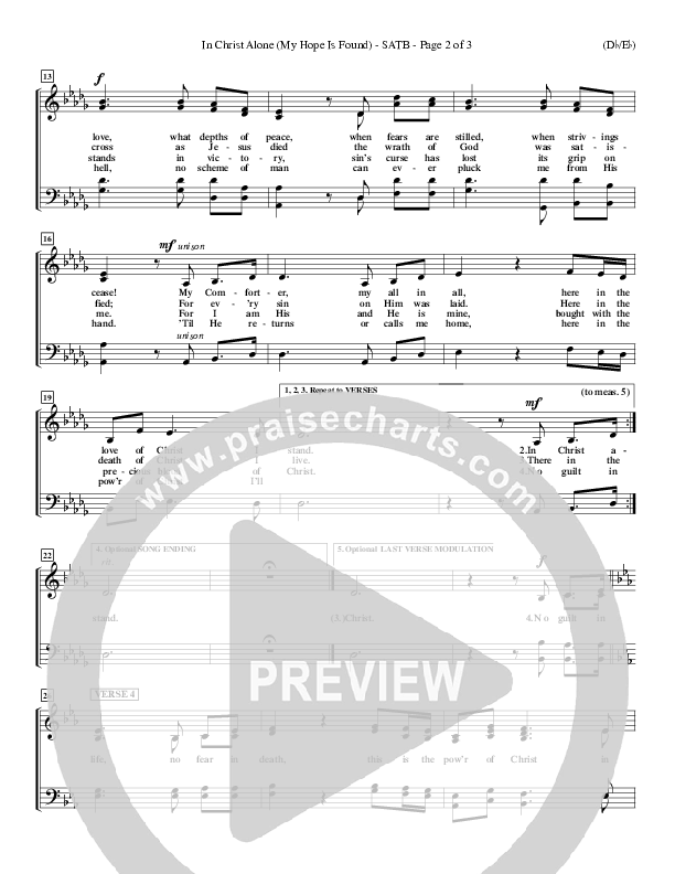 In Christ Alone Choir Sheet (SATB) (Stuart Townend)