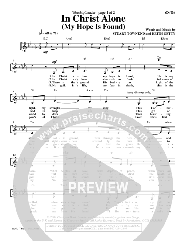 In Christ Alone Lead Sheet (Stuart Townend)