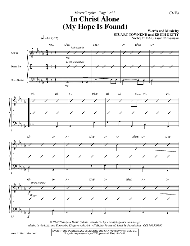 In Christ Alone Rhythm Chart (Stuart Townend)