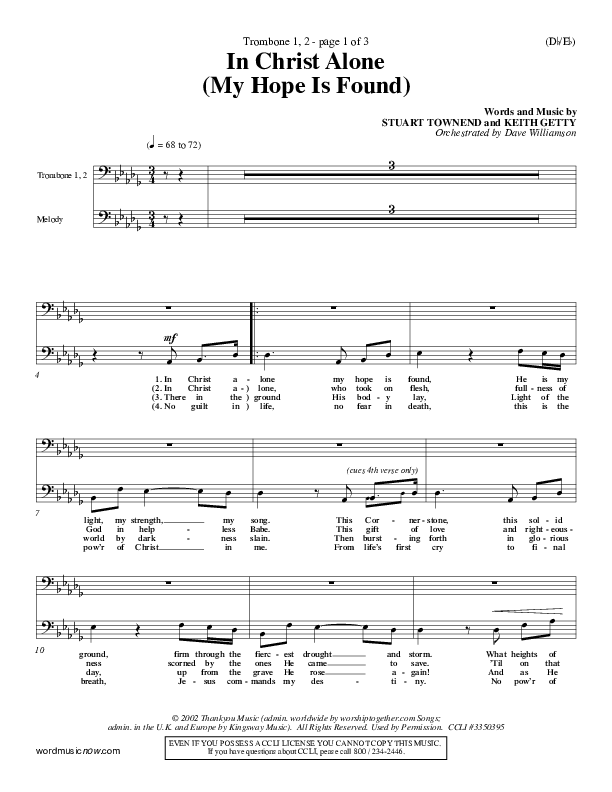 In Christ Alone Trombone 1/2 (Stuart Townend)