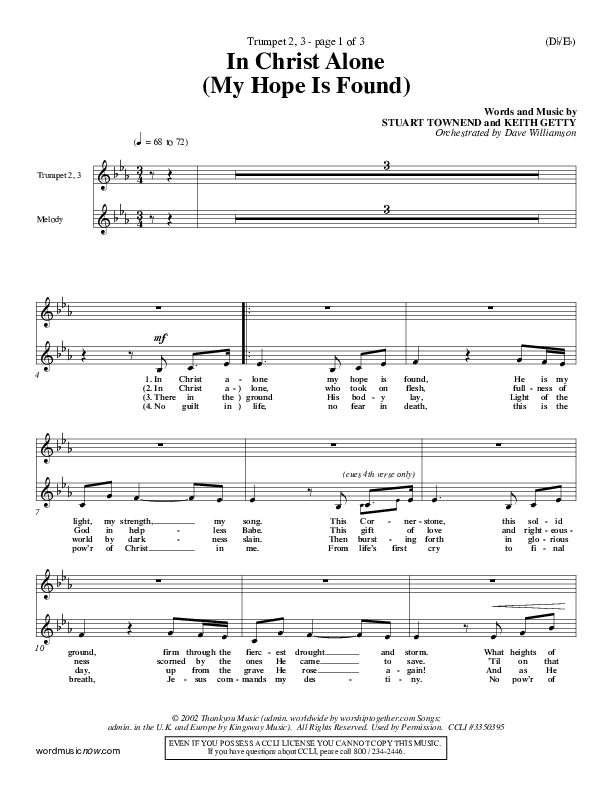 In Christ Alone Trumpet 2/3 (Stuart Townend)