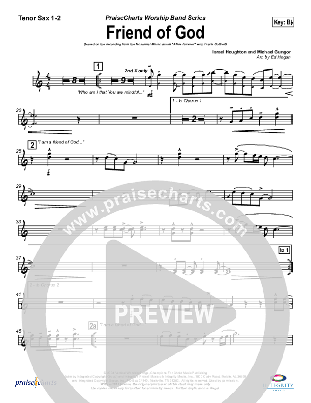 Friend Of God Tenor Sax 1/2 (Travis Cottrell)