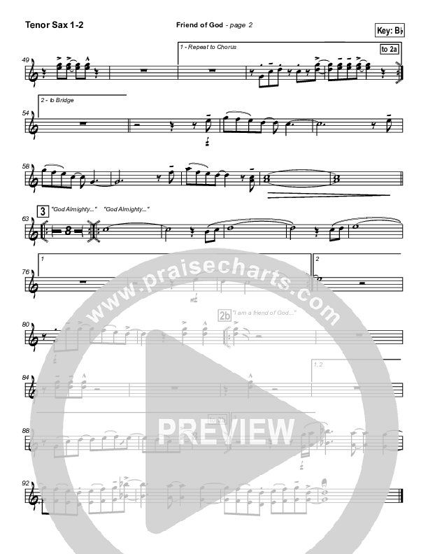 Friend Of God Tenor Sax 1/2 (Travis Cottrell)