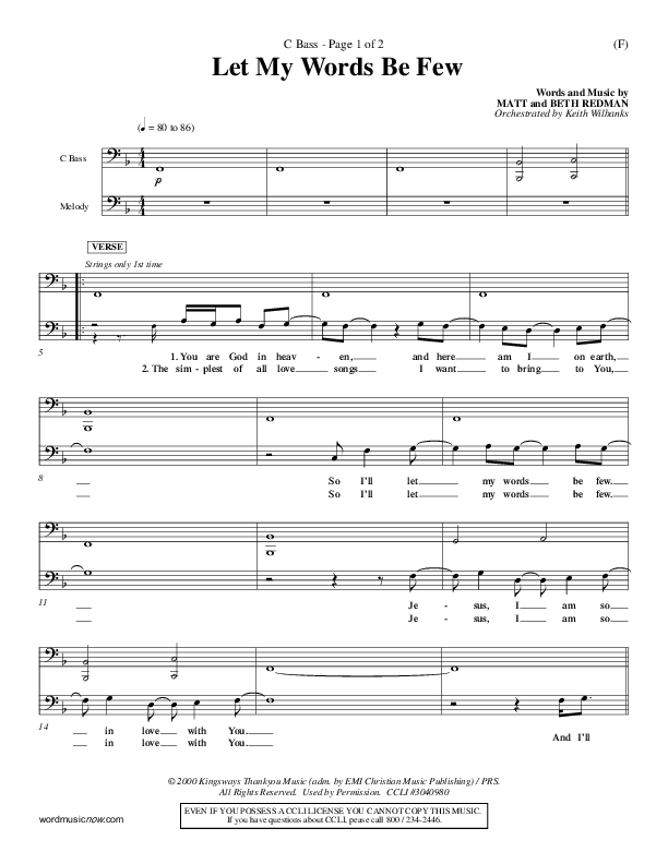 Let My Words Be Few Contrabass (Matt Redman)