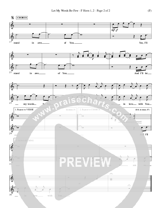 Let My Words Be Few French Horn 1/2 (Matt Redman)