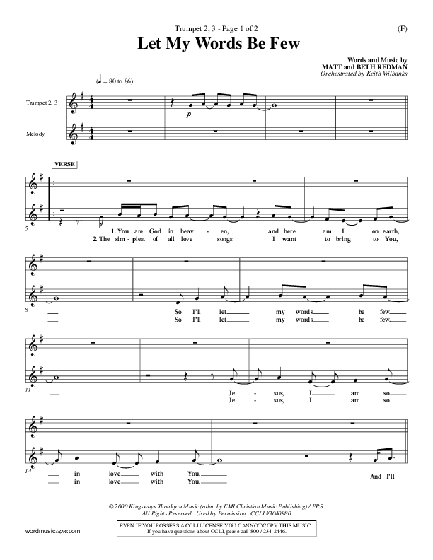 Let My Words Be Few Trumpet 2/3 (Matt Redman)