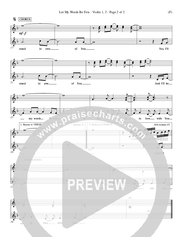 Let My Words Be Few Violin 1/2 (Matt Redman)