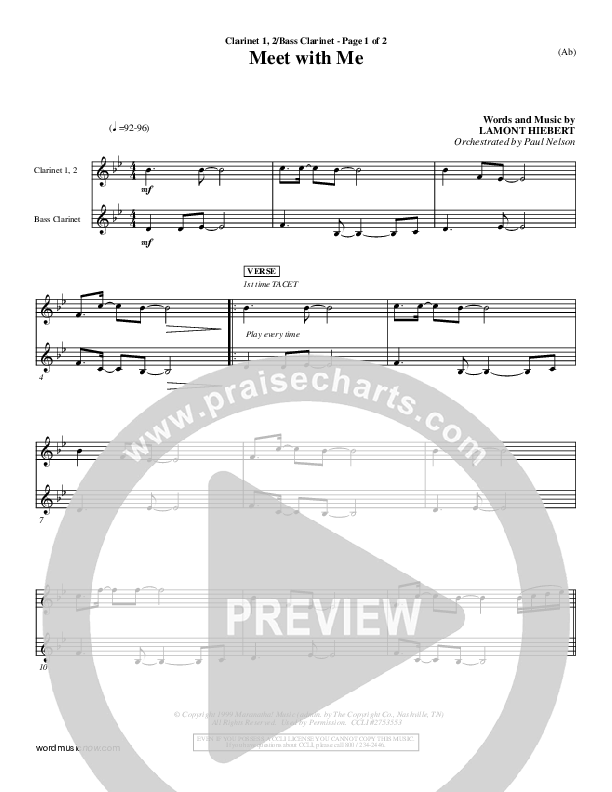 Meet With Me Clarinet 1/2, Bass Clarinet (Lamont Hiebert)