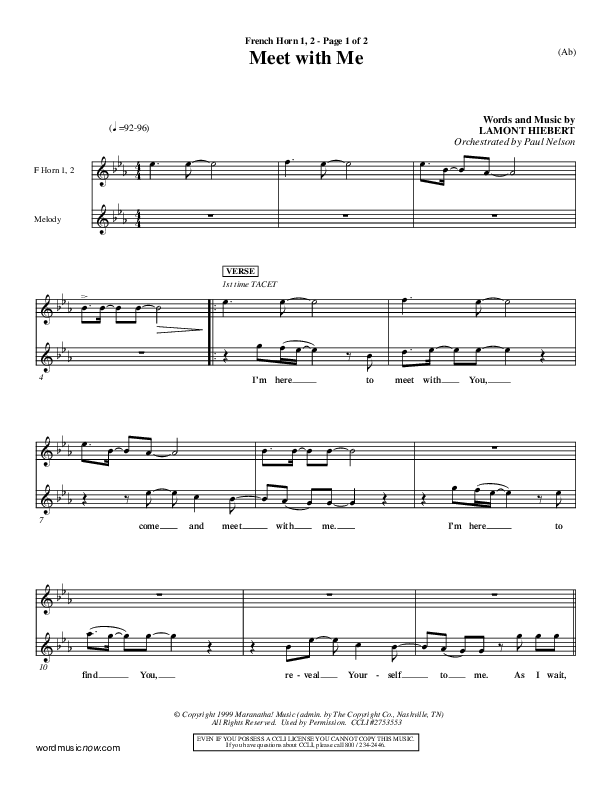 Meet With Me French Horn 1/2 (Lamont Hiebert)