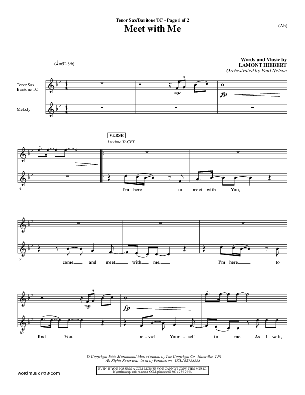 Meet With Me Tenor Sax 2 (Lamont Hiebert)