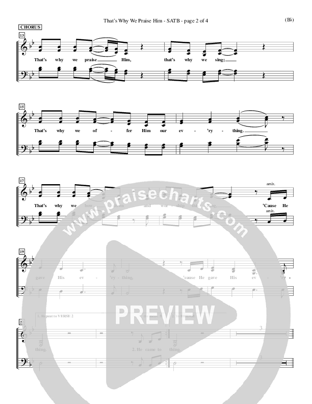 That's Why We Praise Him Choir Sheet (SATB) (Tommy Walker)