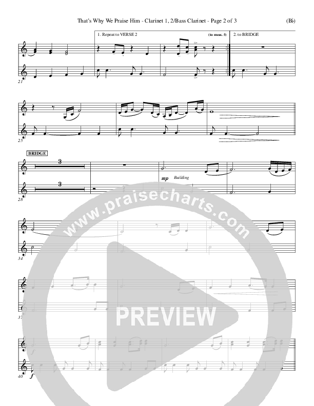 That's Why We Praise Him Clarinet 1/2, Bass Clarinet (Tommy Walker)