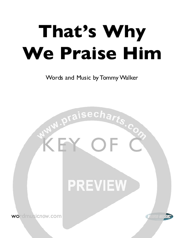 That's Why We Praise Him Cover Sheet (Tommy Walker)