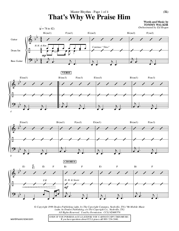 That's Why We Praise Him Rhythm Chart (Tommy Walker)