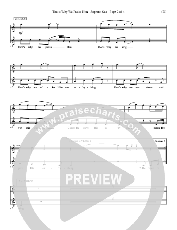 That's Why We Praise Him Soprano Sax (Tommy Walker)