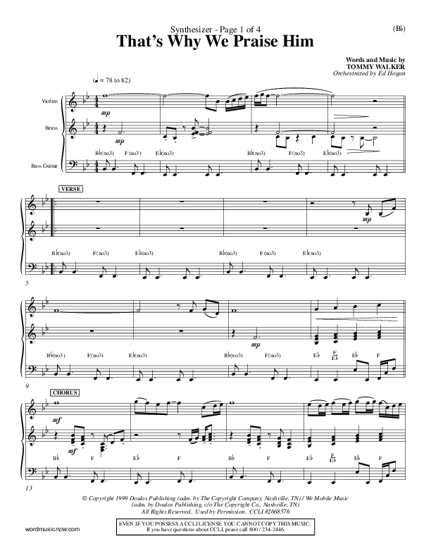 That's Why We Praise Him Synth (Tommy Walker)