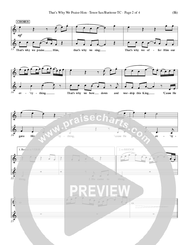 That's Why We Praise Him Tenor Sax 2 (Tommy Walker)