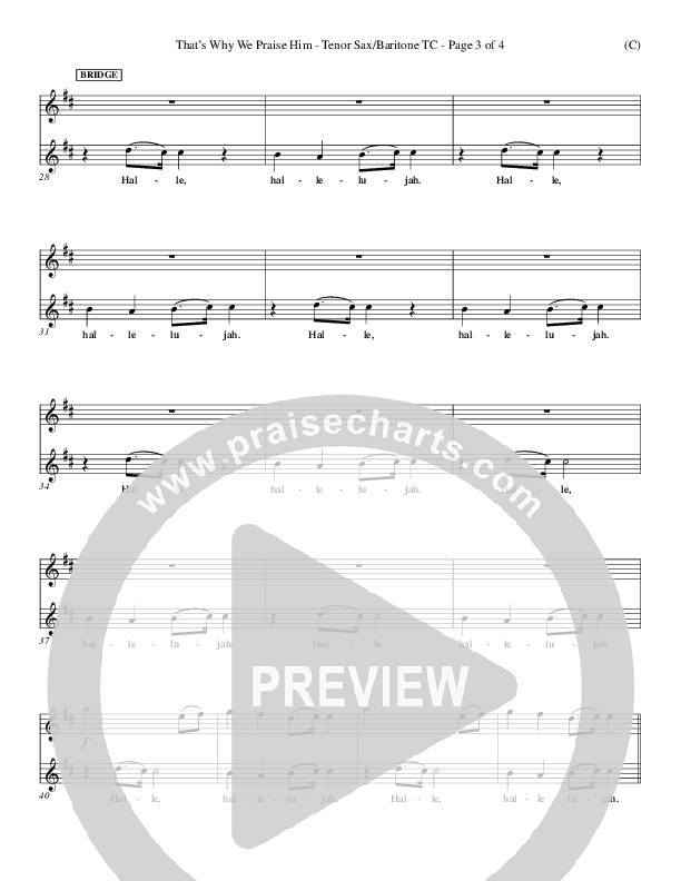 That's Why We Praise Him Tenor Sax/Baritone T.C. (Tommy Walker)