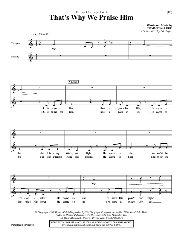 That's Why We Praise Him Trumpet 1 (Tommy Walker)