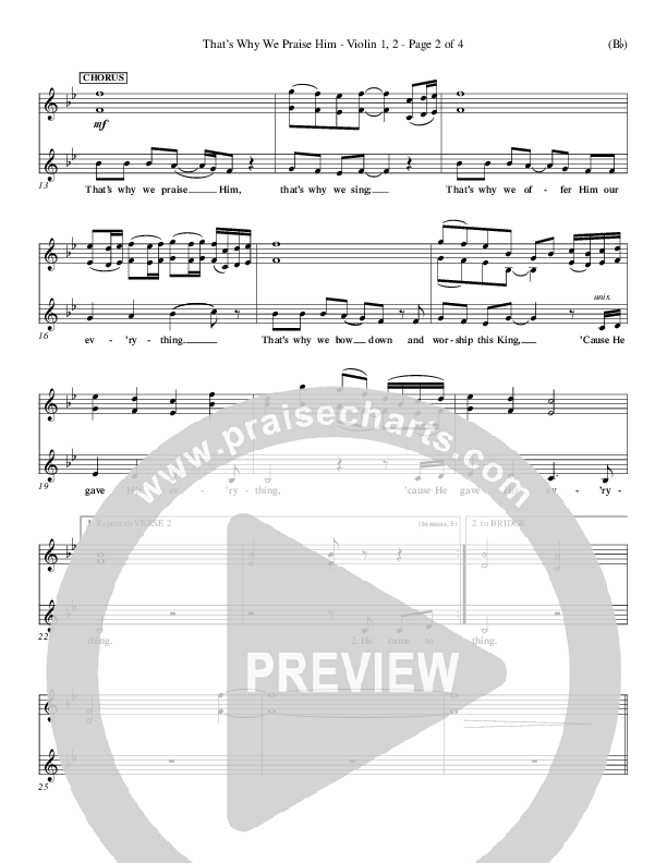 That's Why We Praise Him Violin 1/2 (Tommy Walker)