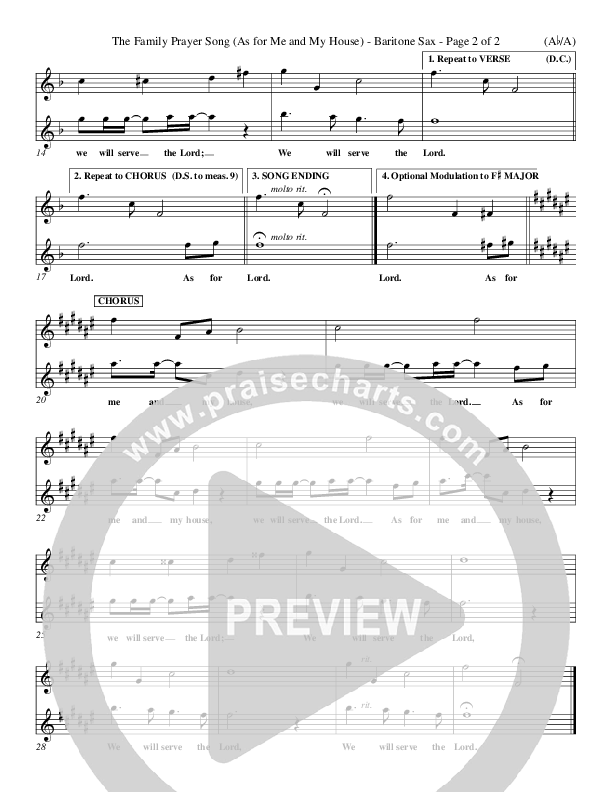 The Family Prayer Song Bari Sax (Morris Chapman)