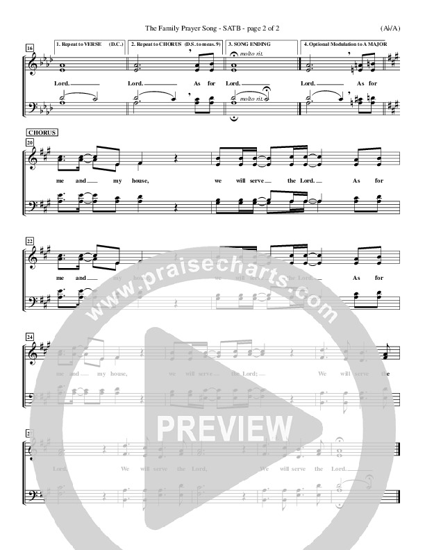 The Family Prayer Song Choir Vocals (SATB) (Morris Chapman)