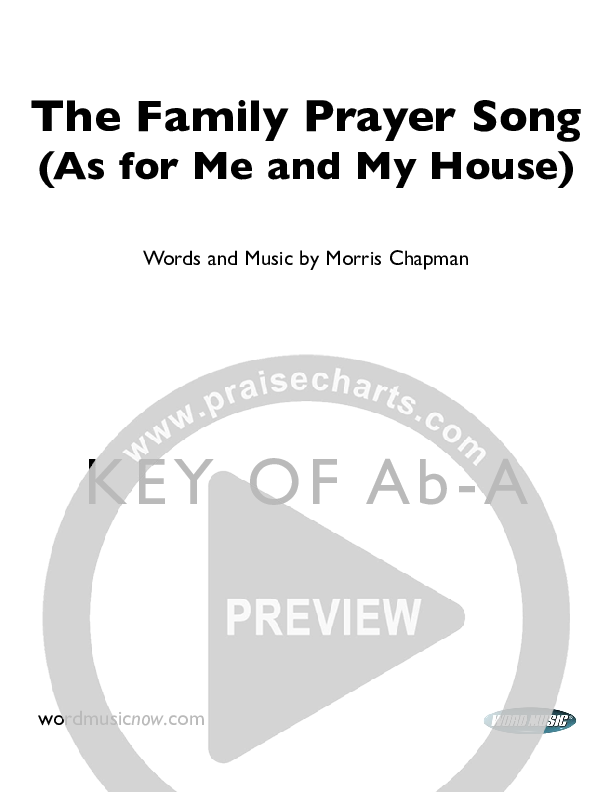 The Family Prayer Song Cover Sheet (Morris Chapman)
