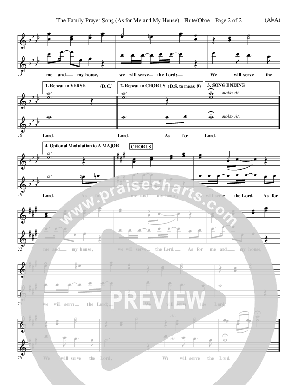 The Family Prayer Song Flute/Oboe (Morris Chapman)