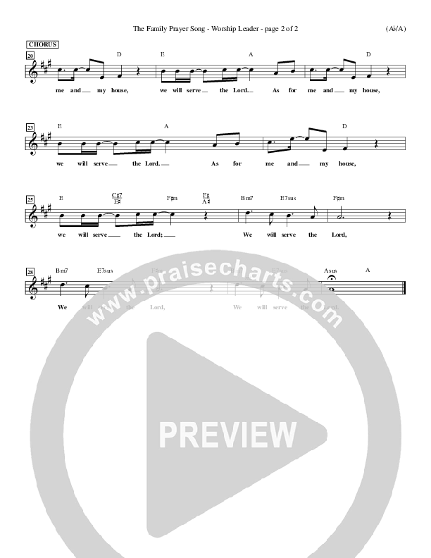 The Family Prayer Song Lead Sheet (Morris Chapman)