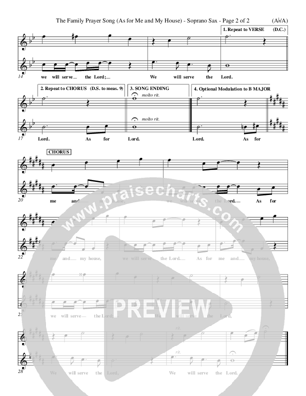 The Family Prayer Song Saxophone (Morris Chapman)