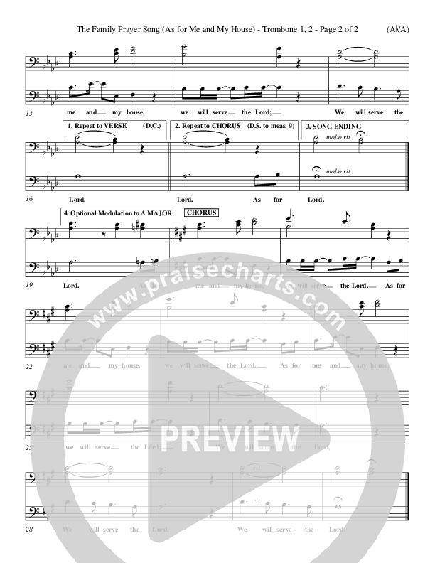 The Family Prayer Song Trombone 1/2 (Morris Chapman)